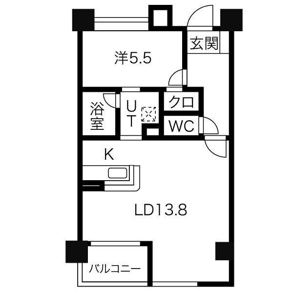 レヴァンテ(1LDK/9階)の間取り写真