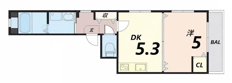 ULTYPURE(1DK/4階)の間取り写真