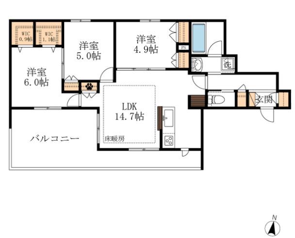 ラ フルールクロレ(3LDK/2階)の間取り写真
