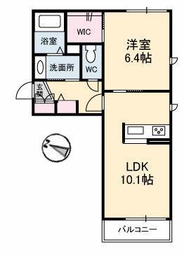 DESPERADOII(1LDK/1階)の間取り写真