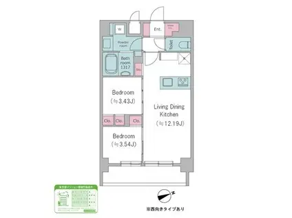 ドゥーエ西馬込II(2LDK/6階)の間取り写真