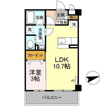 マンションマルカ サウス(1LDK/1階)の間取り写真