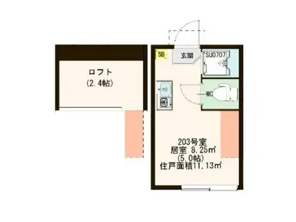 ハーモニーテラス方南II(ワンルーム/2階)の間取り写真