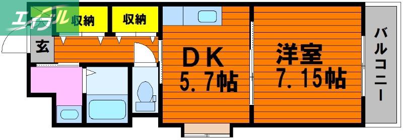 COCO中島田(1DK/8階)の間取り写真