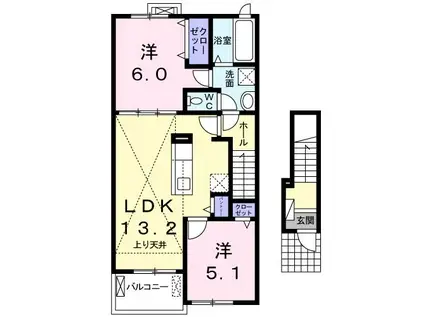 ロイヤルイーストA(2LDK/2階)の間取り写真
