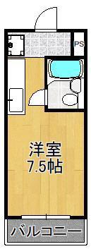 アートシティ小波瀬(ワンルーム/4階)の間取り写真