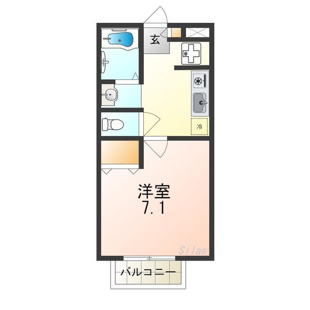 アベリアコート(1K/1階)の間取り写真