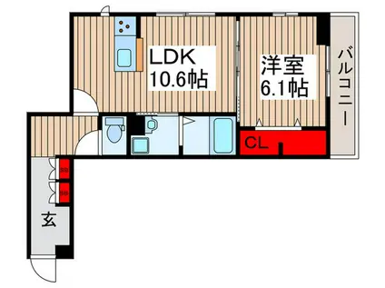 LA MAISON DU BONHEUR(1LDK/1階)の間取り写真