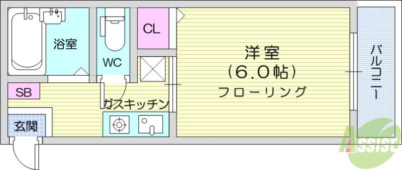 コーポセントポーリア(1K/1階)の間取り写真