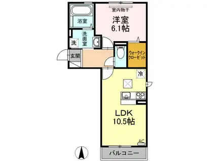 グロリア(1LDK/1階)の間取り写真