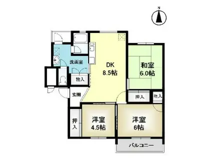 千里北町A3棟(3DK/2階)の間取り写真