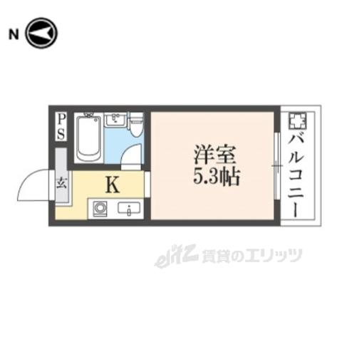 アイリスハイツ1号館(1K/4階)の間取り写真