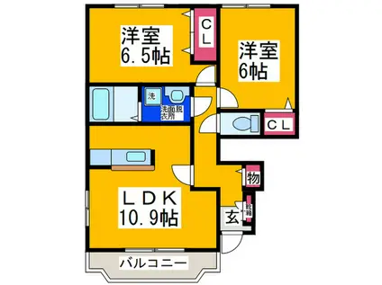 リバティーベル(2LDK/1階)の間取り写真