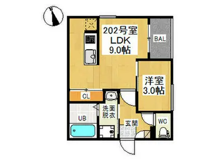 REGALEST浅間町(1LDK/2階)の間取り写真