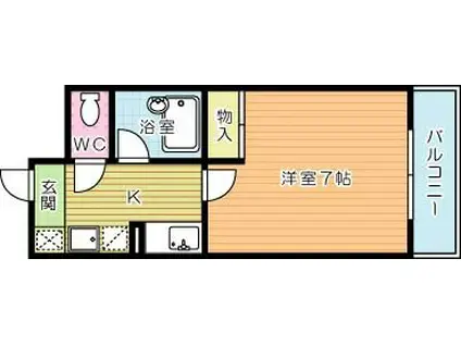 ギャラン工大駅前(1K/6階)の間取り写真