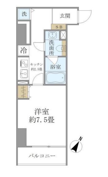 SS.フラット神楽坂サウス(1K/4階)の間取り写真
