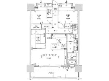 ポーラスター野中町(3LDK/10階)の間取り写真