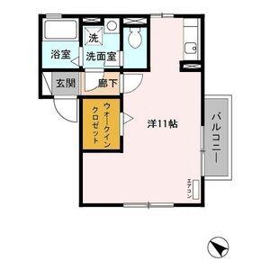 コンフォールII(ワンルーム/2階)の間取り写真