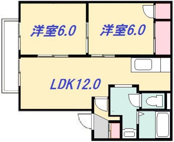 フレグランス西原(2LDK/1階)の間取り写真