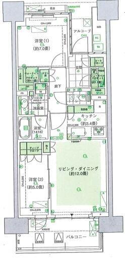 晴海フラッグ パークヴィレッジ C棟(2LDK/17階)の間取り写真
