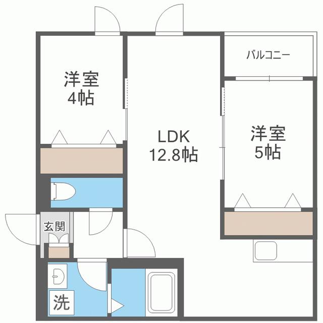 CALME HILLS高宮(2LDK/3階)の間取り写真