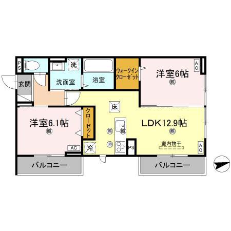 エムフルージュ(2LDK/1階)の間取り写真