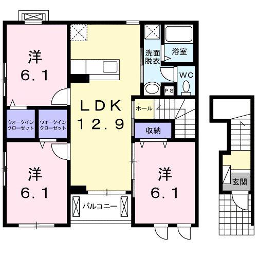 メゾンファミーユ(3LDK/2階)の間取り写真