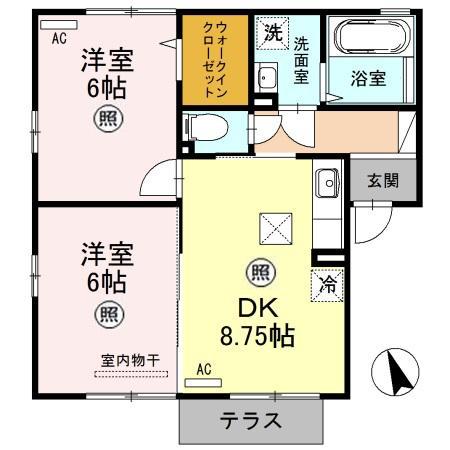 トスカーナ101(2DK/1階)の間取り写真