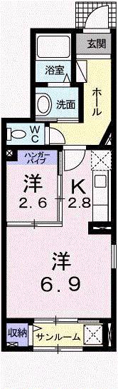 バーミィ ガーデンI(1SK/1階)の間取り写真