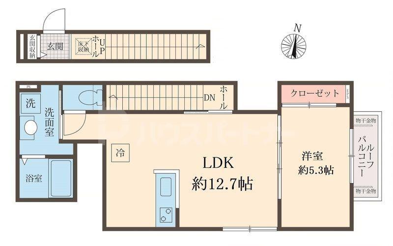 カーム カモミール(1LDK/2階)の間取り写真