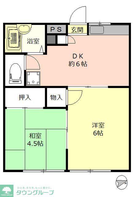 チェリーマンション(2DK/1階)の間取り写真