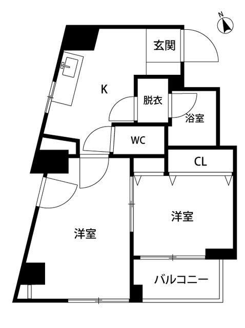 コンフォート・イシイ(2DK/5階)の間取り写真