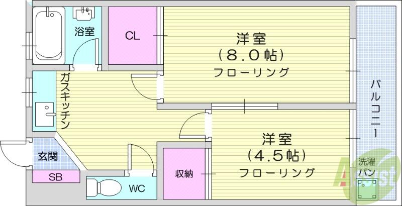 三和コーポ(2K/3階)の間取り写真