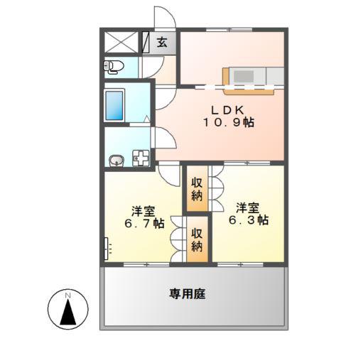 アイル・プティ(2LDK/1階)の間取り写真