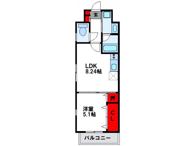 INFIELD枝光(1LDK/3階)の間取り写真