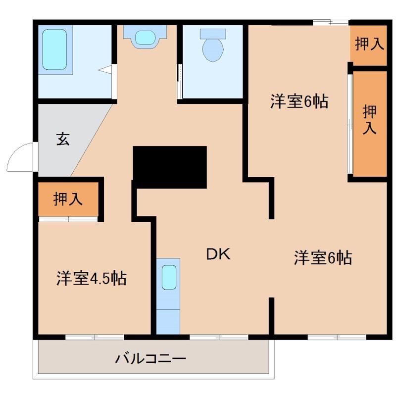 杭瀬団地4号棟(3DK/3階)の間取り写真