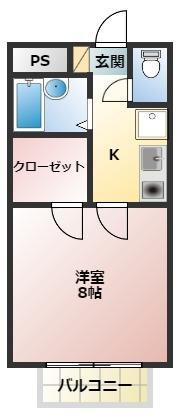 パークサイド千塚(1K/2階)の間取り写真