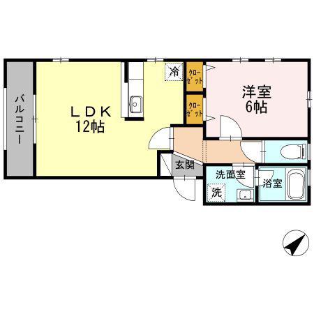 プランドール代々木(1LDK/1階)の間取り写真