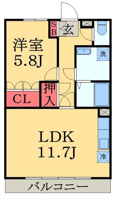 グロリオーサ(1LDK/1階)の間取り写真