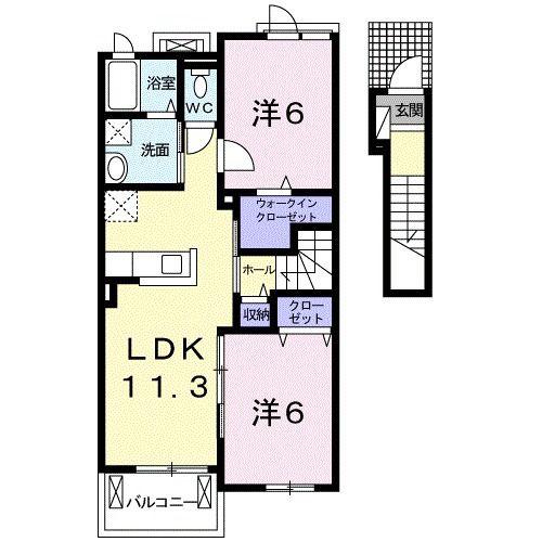 エム・フレールI(2LDK/2階)の間取り写真