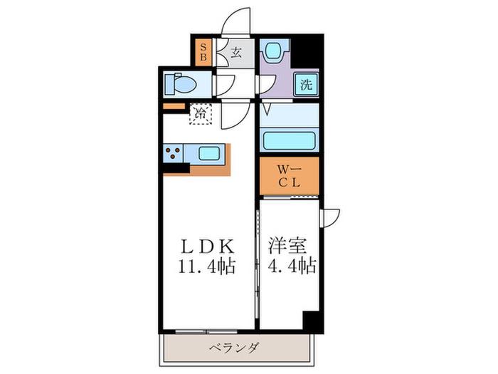 THERESIDENCE二条駅前(1LDK/2階)の間取り写真