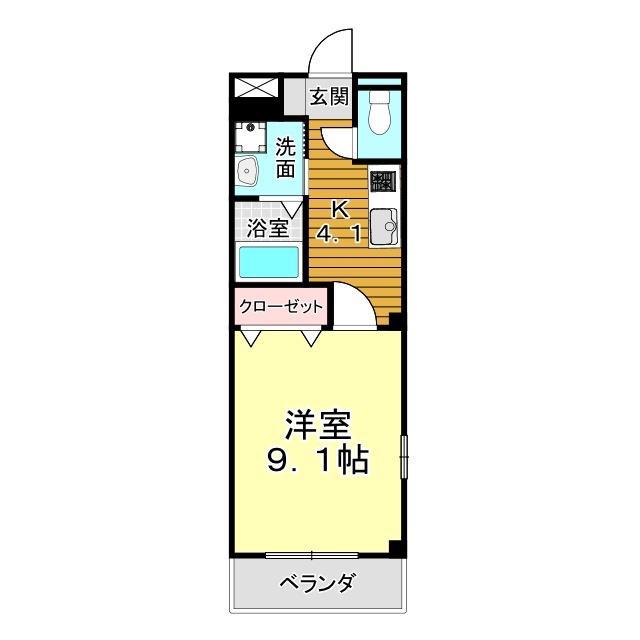 サンエバー貴船(1K/2階)の間取り写真