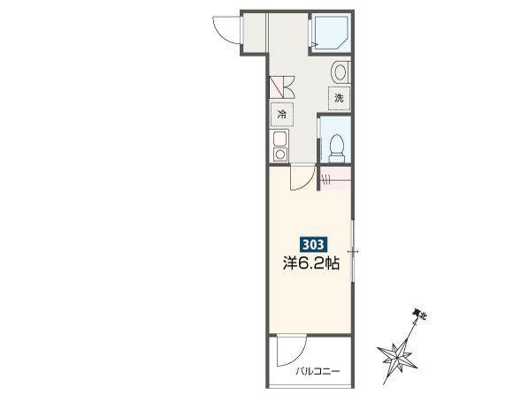 MELDIA小田急相模原Ⅱ(1K/3階)の間取り写真