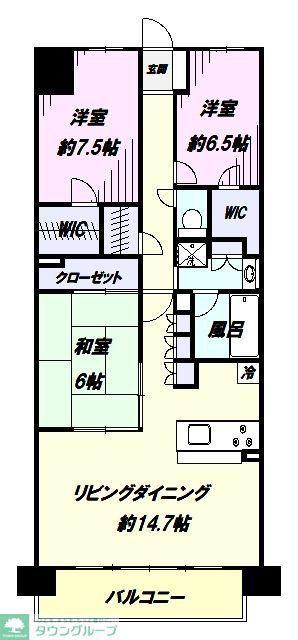 レーベン千葉ニュータウン中央 THE PREMIUM(3LDK/15階)の間取り写真