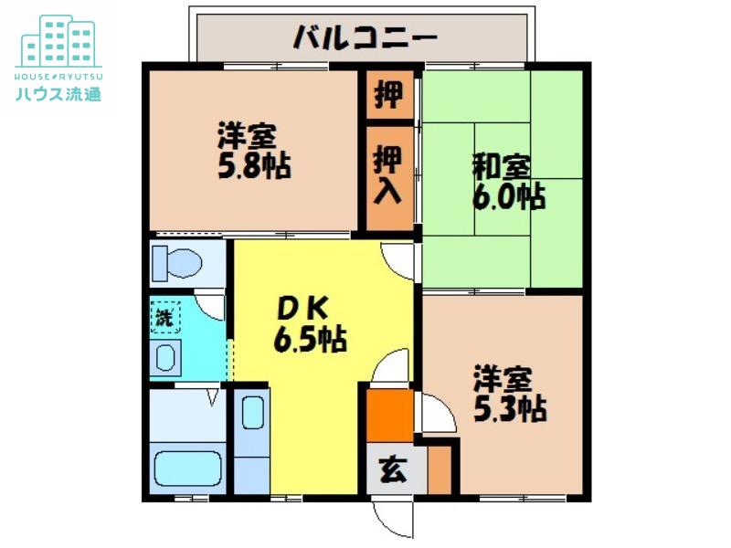 フレグランスセフィロ E棟(3DK/2階)の間取り写真