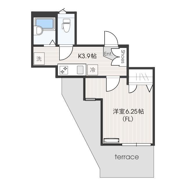 フォレストハイツ読売ランドII(1K/1階)の間取り写真