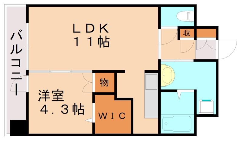 フェリシエ京町(1LDK/7階)の間取り写真