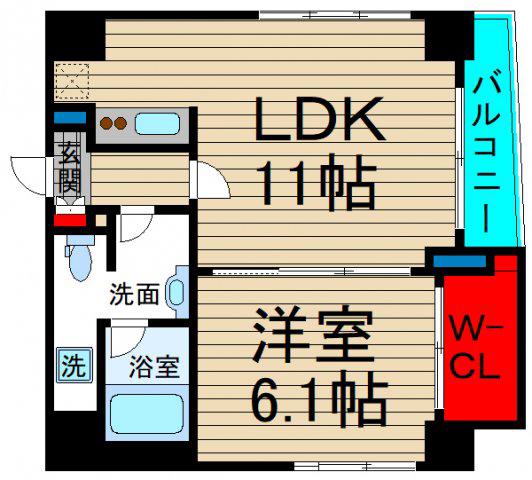 南堀江アパートメントリオ(1LDK/4階)の間取り写真