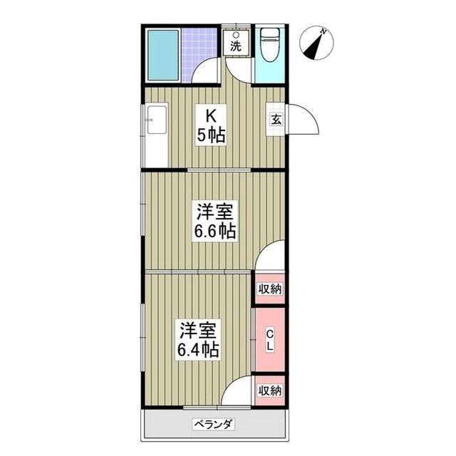 リブレス桐生堤町B(2K/2階)の間取り写真