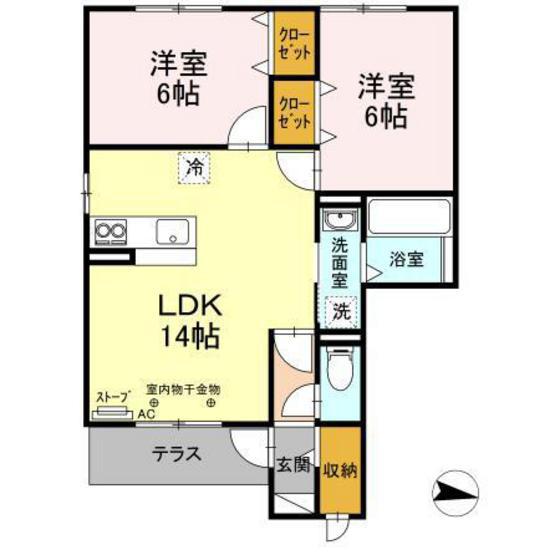 セジュール浪打(2LDK/2階)の間取り写真